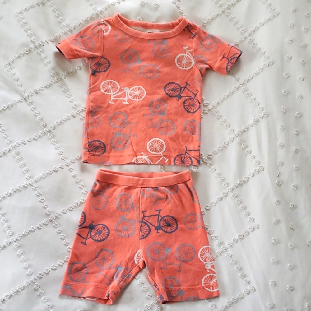 Tea Collection orange bicycle short set summer pajamas size 3